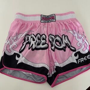 ROMWE Pink Black Satin Athletic Boxing Shorts NWT
